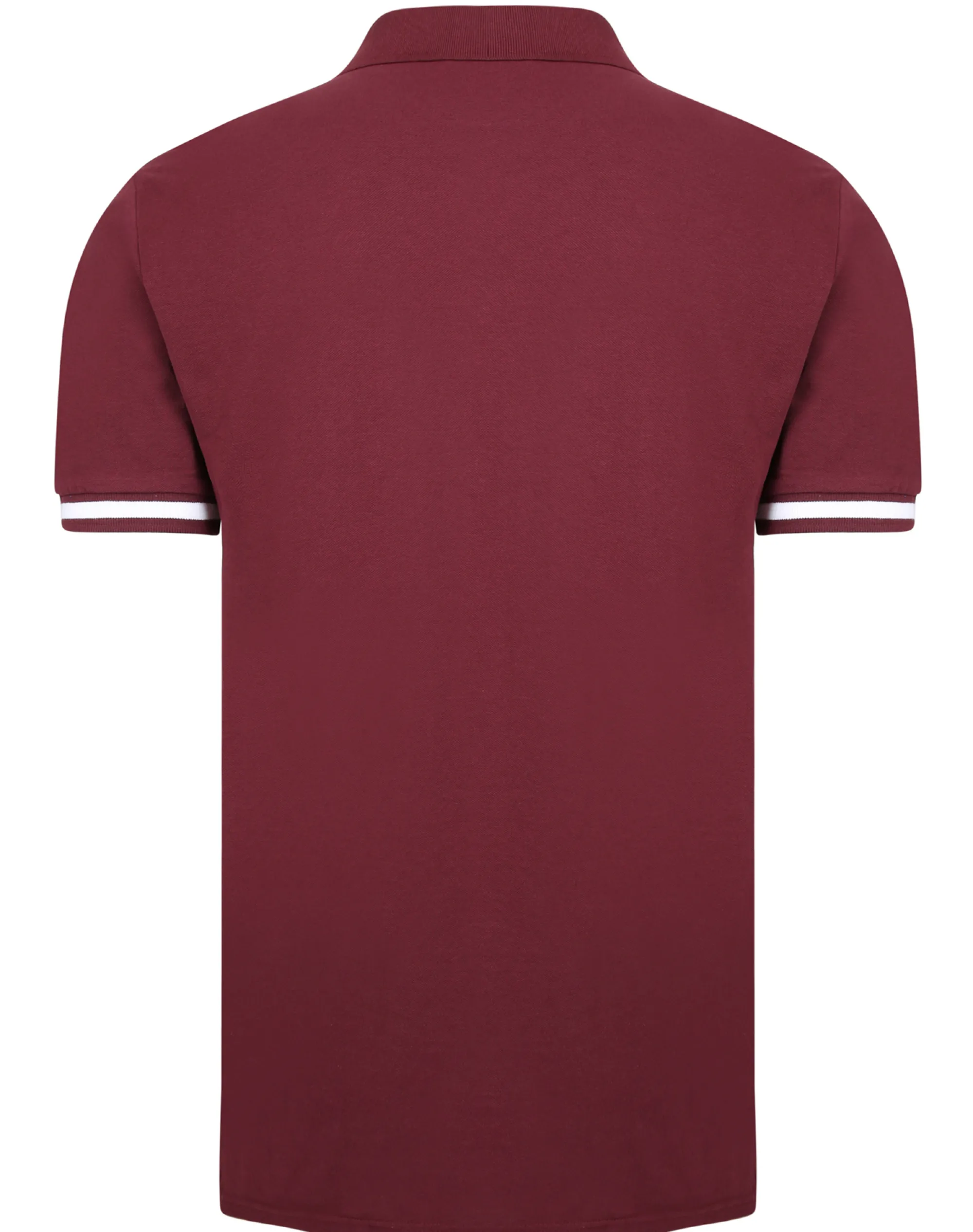 Best Bigdude Contrast Stripe Placket With Tipped Cuff Polo Shirt Burgundy Polo Shirts