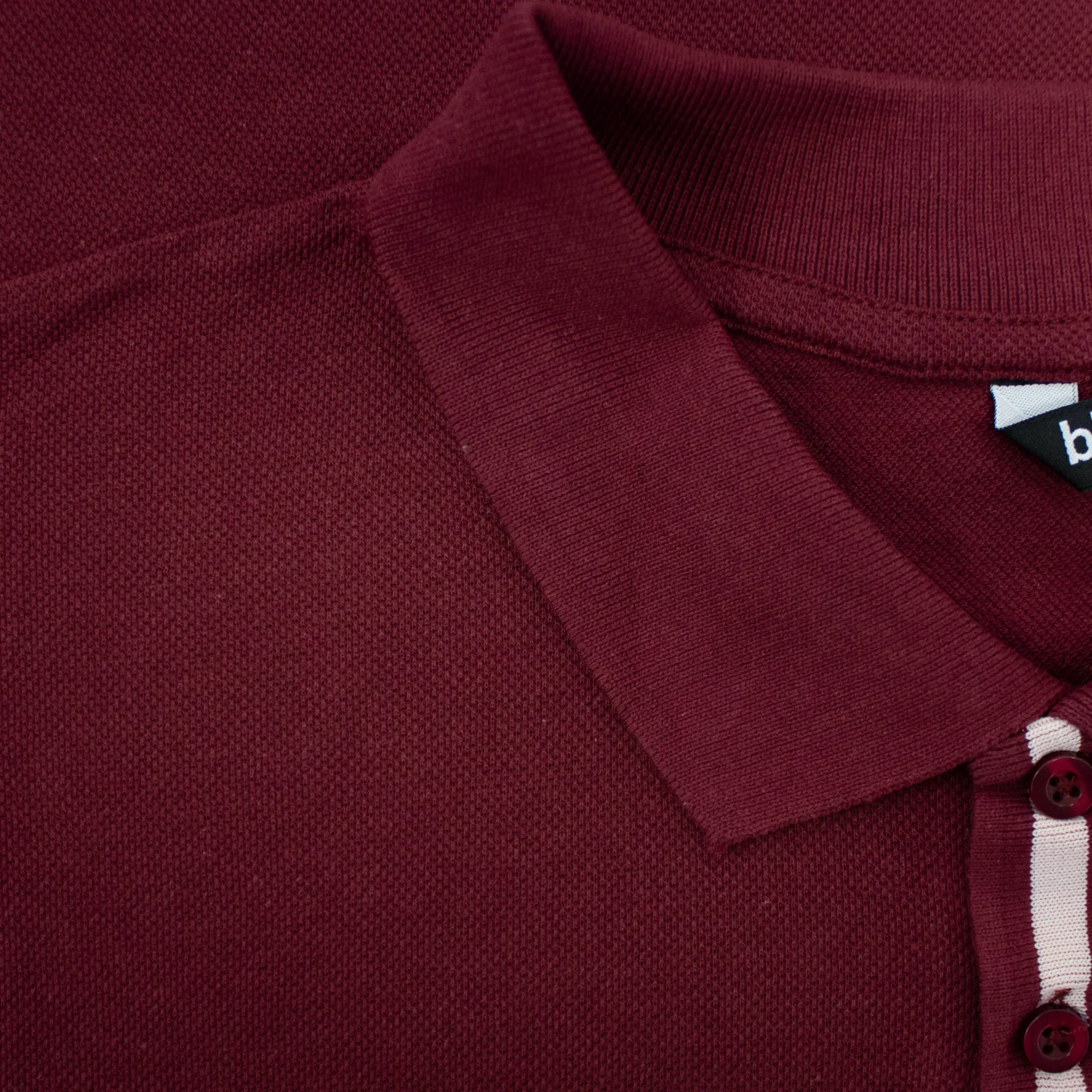 Best Bigdude Contrast Stripe Placket With Tipped Cuff Polo Shirt Burgundy Polo Shirts