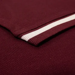 Best Bigdude Contrast Stripe Placket With Tipped Cuff Polo Shirt Burgundy Polo Shirts