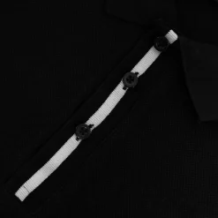 New Bigdude Contrast Stripe Placket With Tipped Cuff Polo Shirt Black Polo Shirts