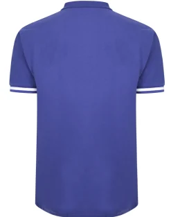 Fashion Bigdude Contrast Stripe Placket With Tipped Cuff Polo Shirt Cobalt Polo Shirts