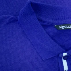 Fashion Bigdude Contrast Stripe Placket With Tipped Cuff Polo Shirt Cobalt Polo Shirts
