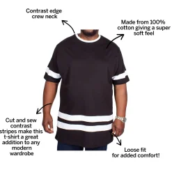 New Bigdude Contrast Stripe T-Shirt Black T-shirts