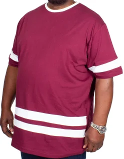 Sale Bigdude Contrast Stripe T-Shirt Burgundy T-shirts