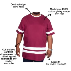 Sale Bigdude Contrast Stripe T-Shirt Burgundy T-shirts