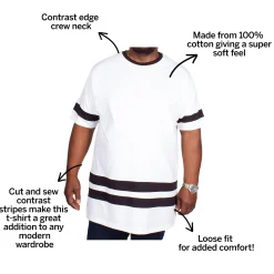 Outlet Bigdude Contrast Stripe T-Shirt White T-shirts
