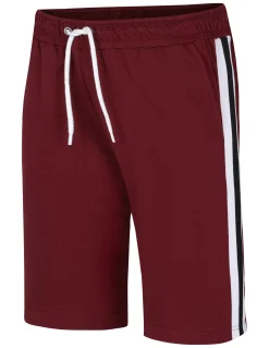 Hot Bigdude Contrast Tape Loop Back Shorts Burgundy Shorts