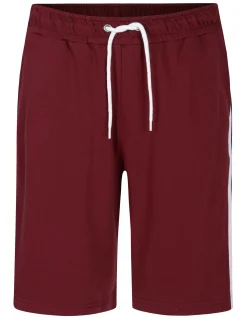 Hot Bigdude Contrast Tape Loop Back Shorts Burgundy Shorts