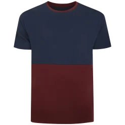 Fashion Bigdude Cut & Sew Pyjama Set Burgundy/Navy Pajama Sets|Pajamas