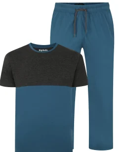Outlet Bigdude Cut & Sew Pyjama Set Petrol/Charcoal Pajama Sets|Pajamas