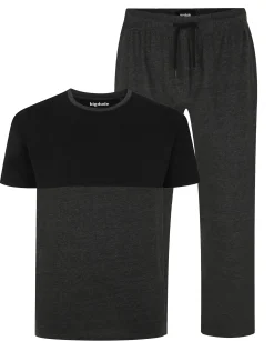 Clearance Bigdude Cut & Sew Pyjama Set Charcoal/Black Pajama Sets|Pajamas