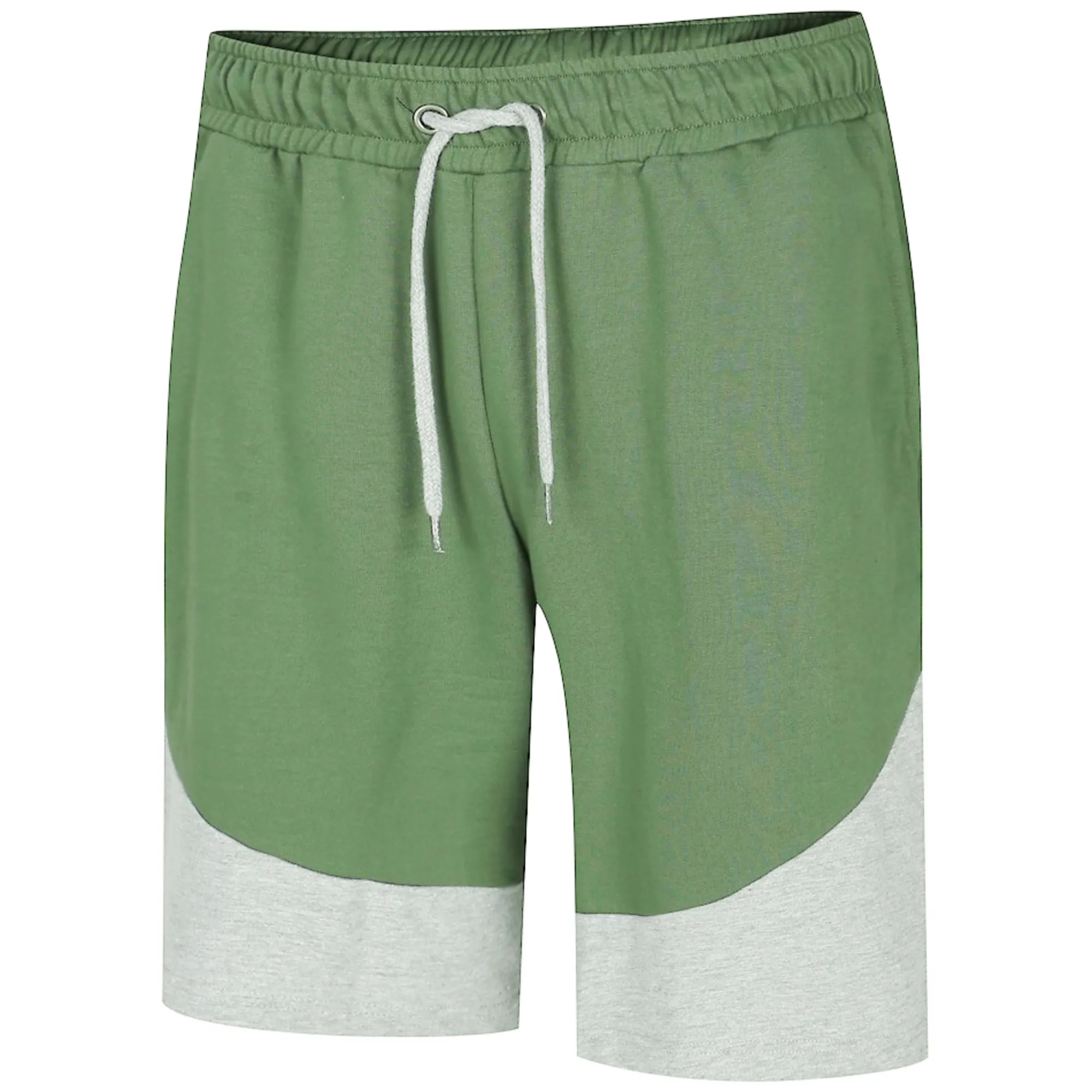 New Bigdude Cut and Sew Loop Back Shorts Sage Green Grey Marl Shorts