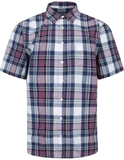 Sale Bigdude Cutaway Collar Checked Shirt Purple/Navy Casual Shirts