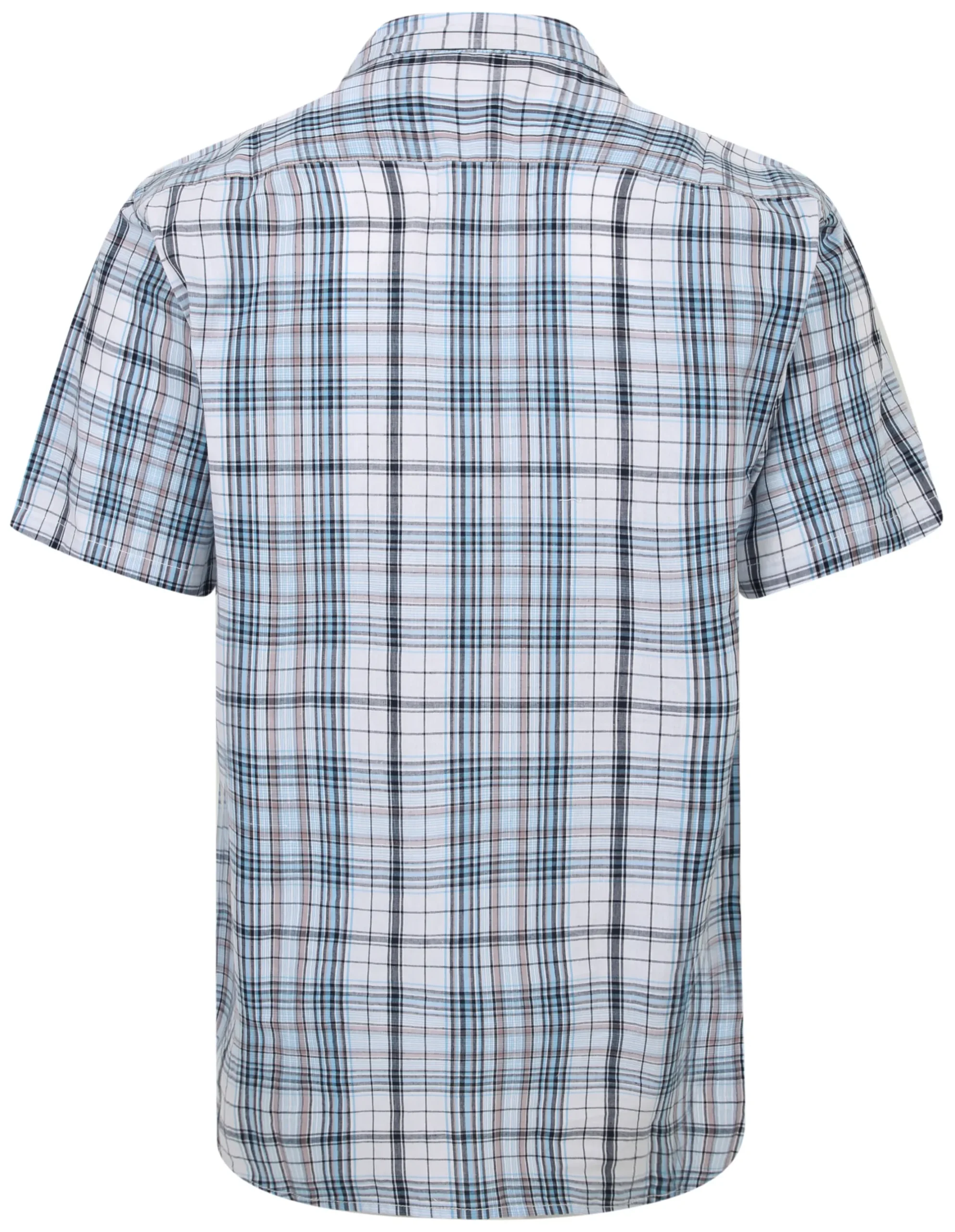 Discount Bigdude Cutaway Collar Checked Shirt Light Blue/White Casual Shirts