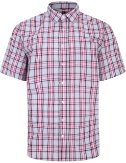 Best Bigdude Cutaway Collar Checked Shirt Pink/White Tall Casual Shirts