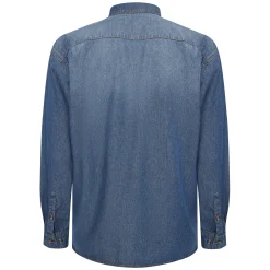 Best Bigdude Denim Shirt Mid Wash Casual Shirts