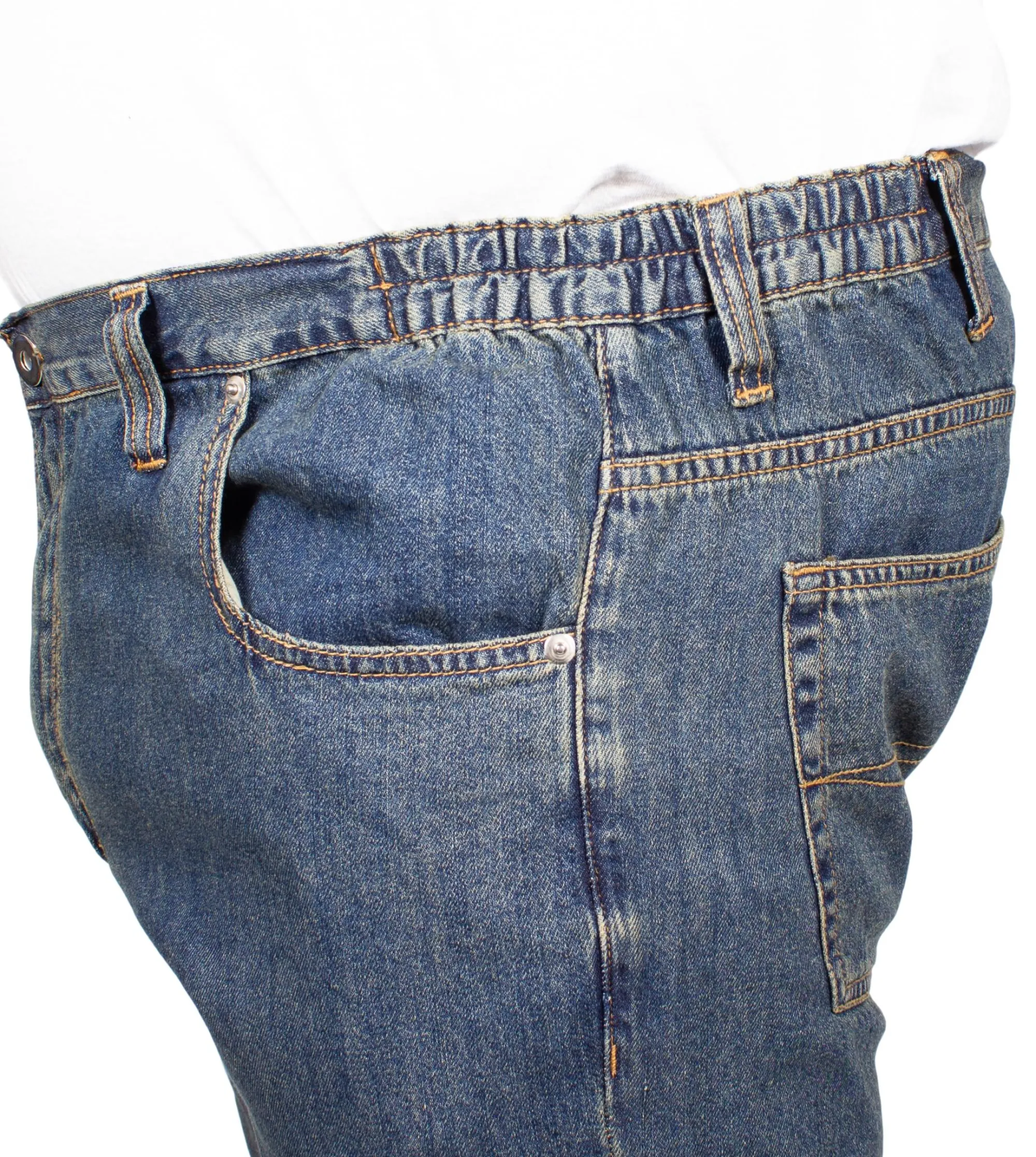 Fashion Bigdude Elasticated Waist Jeans Tint Wash Jeans