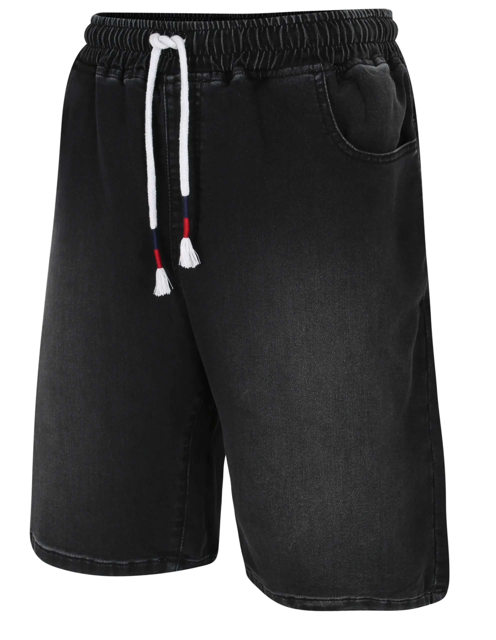 Online Bigdude Elasticated Waist Stretch Denim Shorts Black Shorts