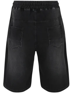 Online Bigdude Elasticated Waist Stretch Denim Shorts Black Shorts