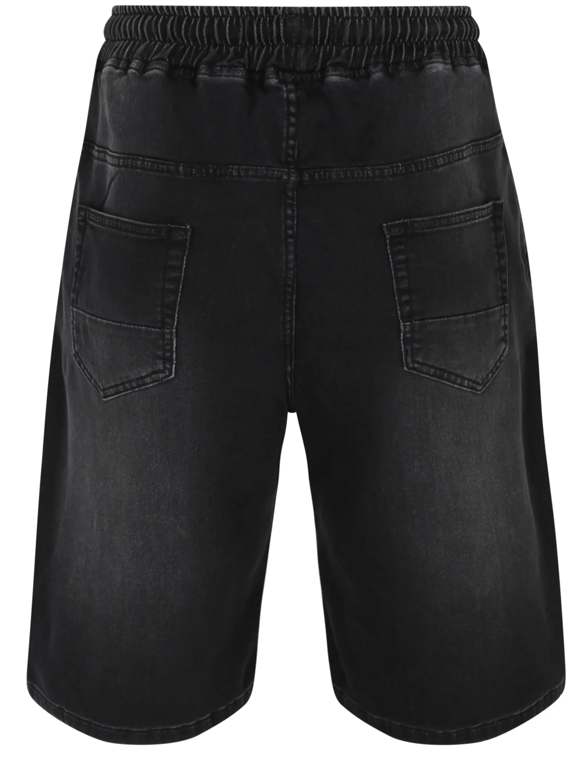 Online Bigdude Elasticated Waist Stretch Denim Shorts Black Shorts