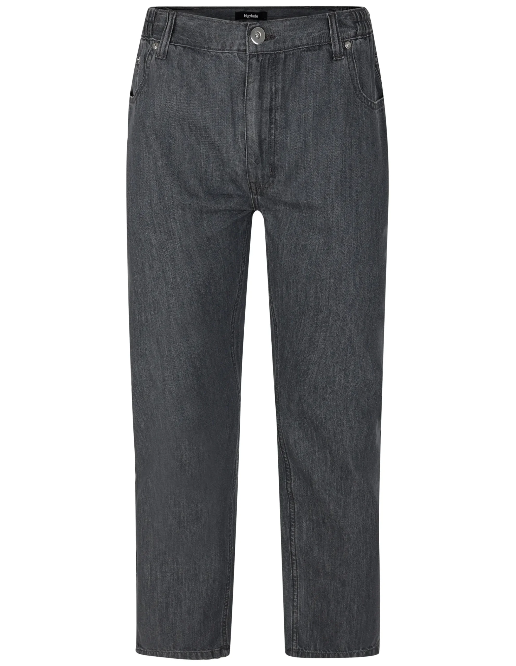 New Bigdude Elasticated Waist Jeans Grey Wash Tall Jeans