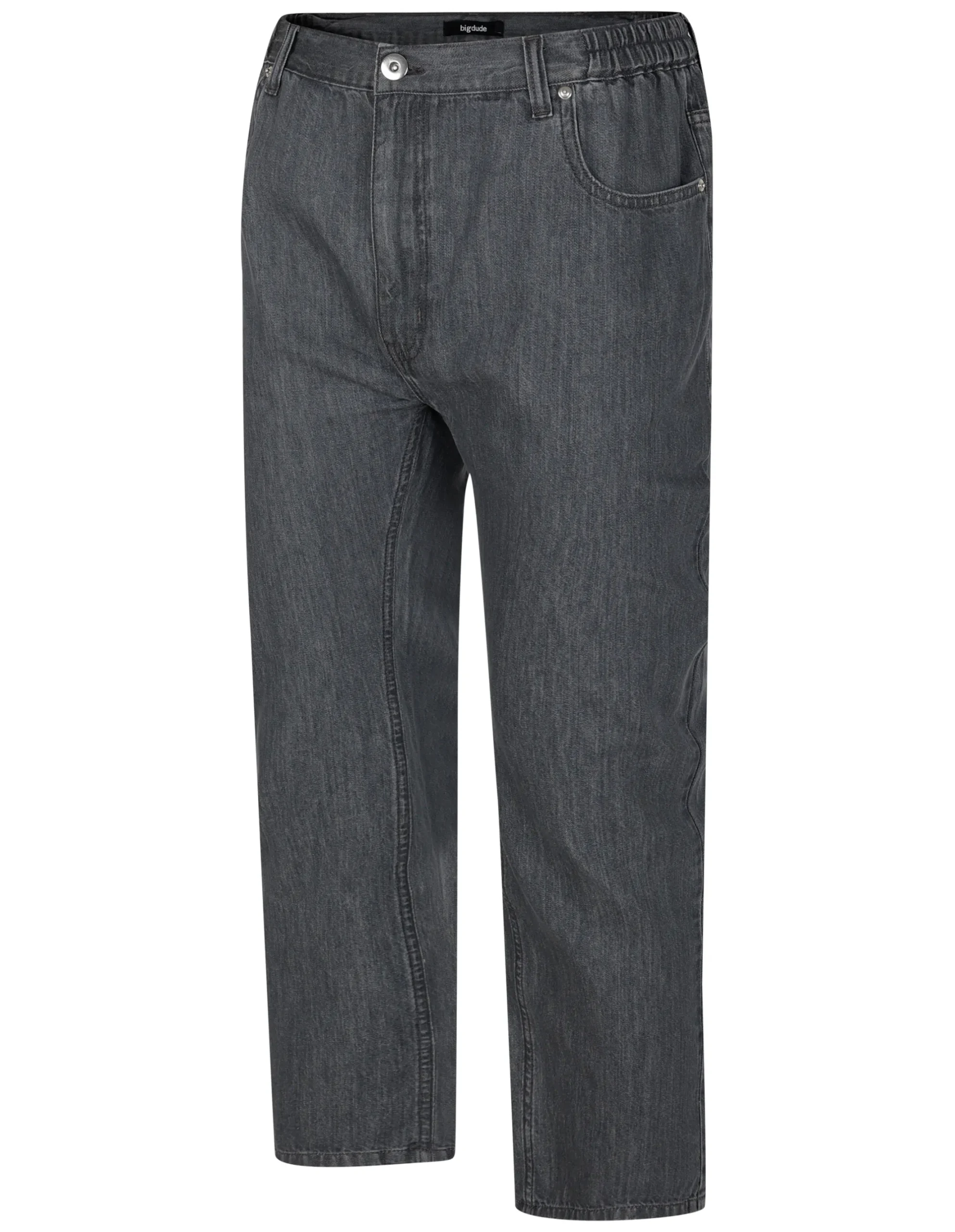 New Bigdude Elasticated Waist Jeans Grey Wash Tall Jeans