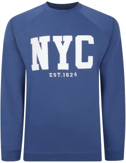 Discount Bigdude Embroidered Crew Neck Jumper Deep Blue Tall Sweatshirts