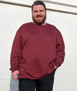 Discount Bigdude Essentials Jumper Burgundy Sweatshirts & Cardigans