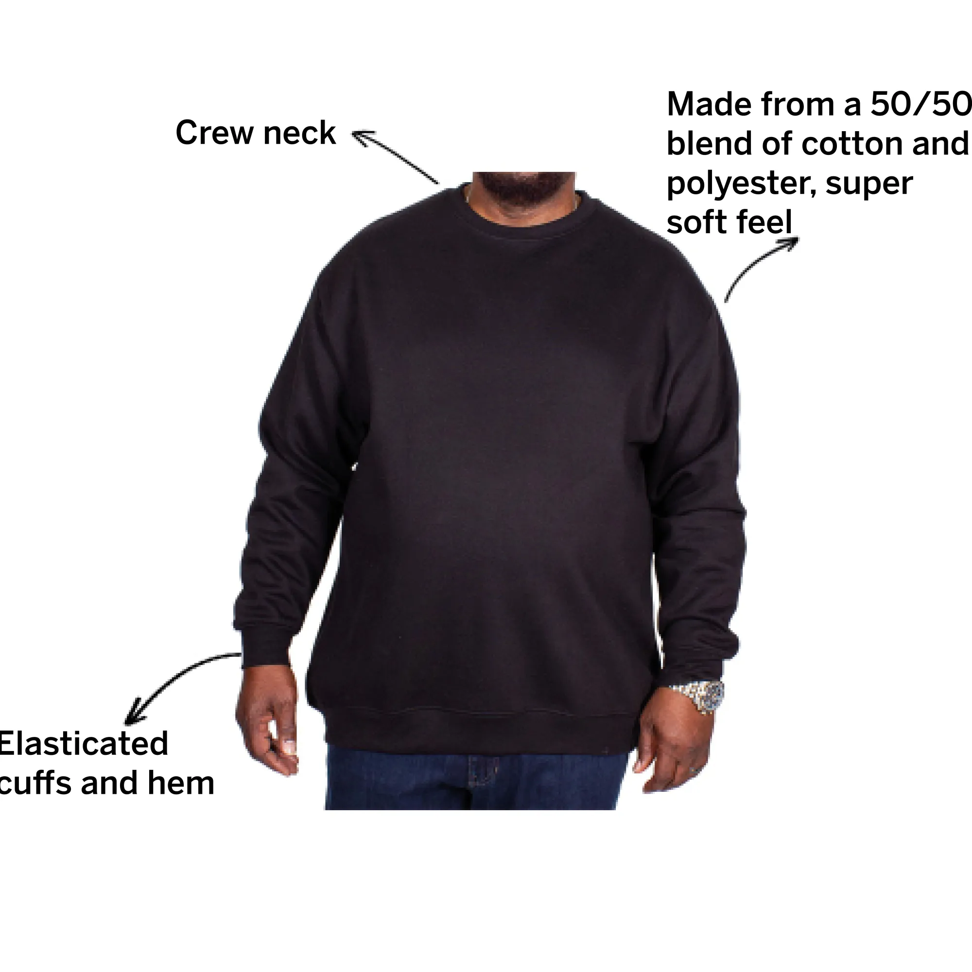Hot Bigdude Essentials Jumper Black Tall Sweatshirts