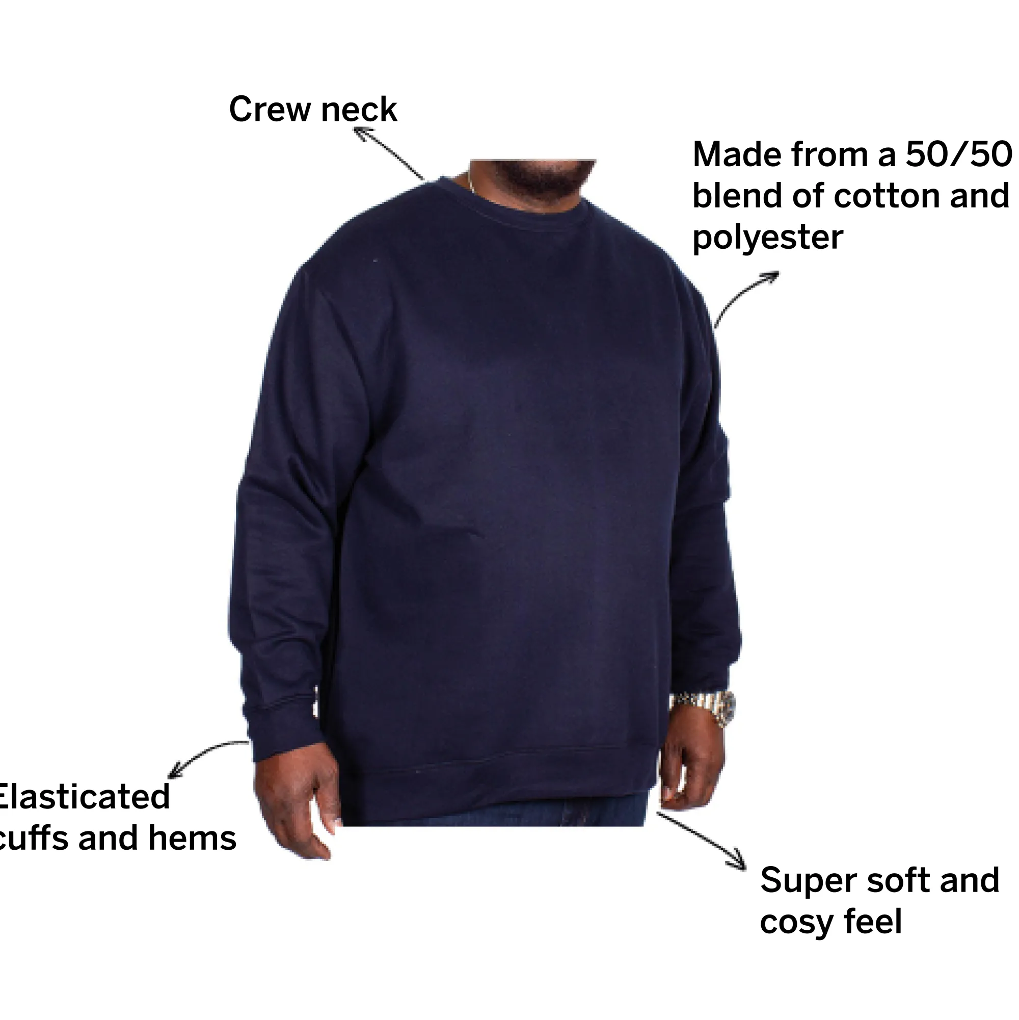 Best Bigdude Essentials Jumper Navy Tall Sweatshirts
