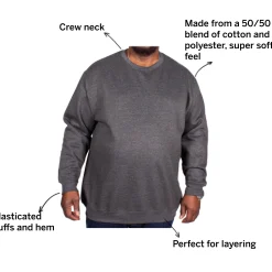 Outlet Bigdude Essentials Jumper Charcoal Tall Sweatshirts