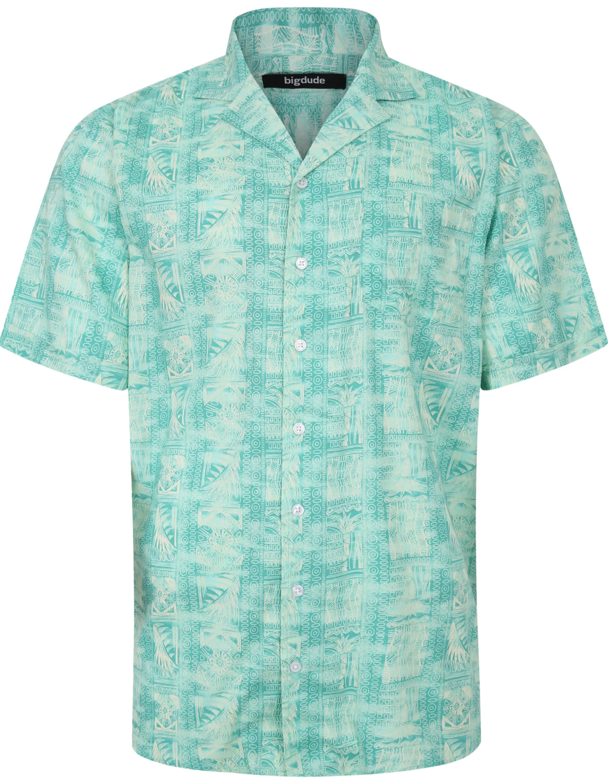 New Bigdude Ethnic Viscose Relaxed Collar Shirt Green Casual Shirts