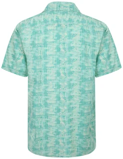 New Bigdude Ethnic Viscose Relaxed Collar Shirt Green Casual Shirts