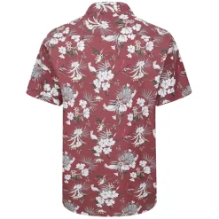 Discount Bigdude Floral Allover printed Short Sleeve Shirt Burgundy Casual Shirts