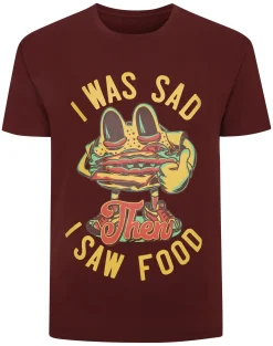 Online Bigdude Food Print T-Shirt Burgundy T-shirts