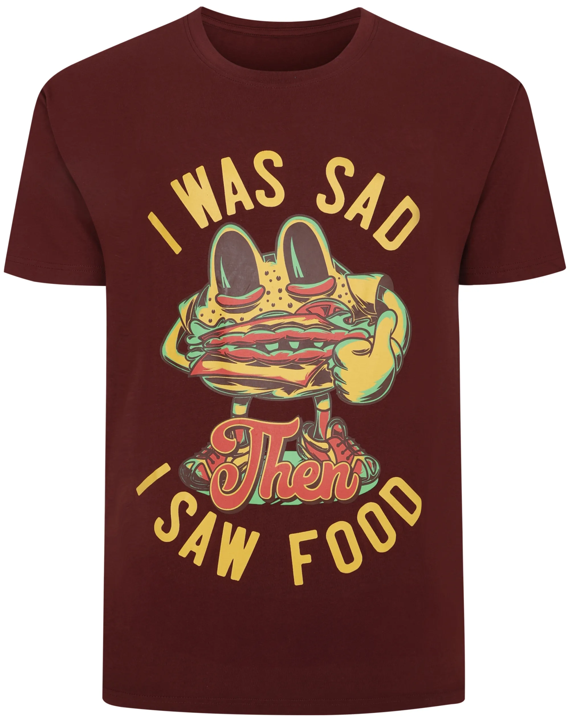 Online Bigdude Food Print T-Shirt Burgundy T-shirts