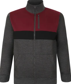 New Bigdude Full Zip Colour Block Jacket Charcoal Coats & Jackets