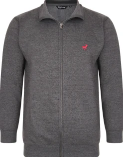 New Bigdude Funnel Neck Full Zip Sweatshirt Charcoal Sweatshirts & Cardigans