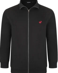 Outlet Bigdude Funnel Neck Full Zip Sweatshirt Black Sweatshirts & Cardigans