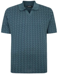 Best Bigdude Geometric Print Polo Shirt Petrol Polo Shirts