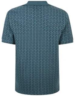 Best Bigdude Geometric Print Polo Shirt Petrol Polo Shirts