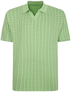 Discount Bigdude Geometric Print Polo Shirt Lime Green Polo Shirts