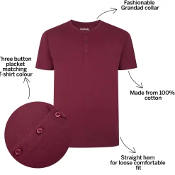 New Bigdude Grandad T-Shirt Burgundy T-shirts