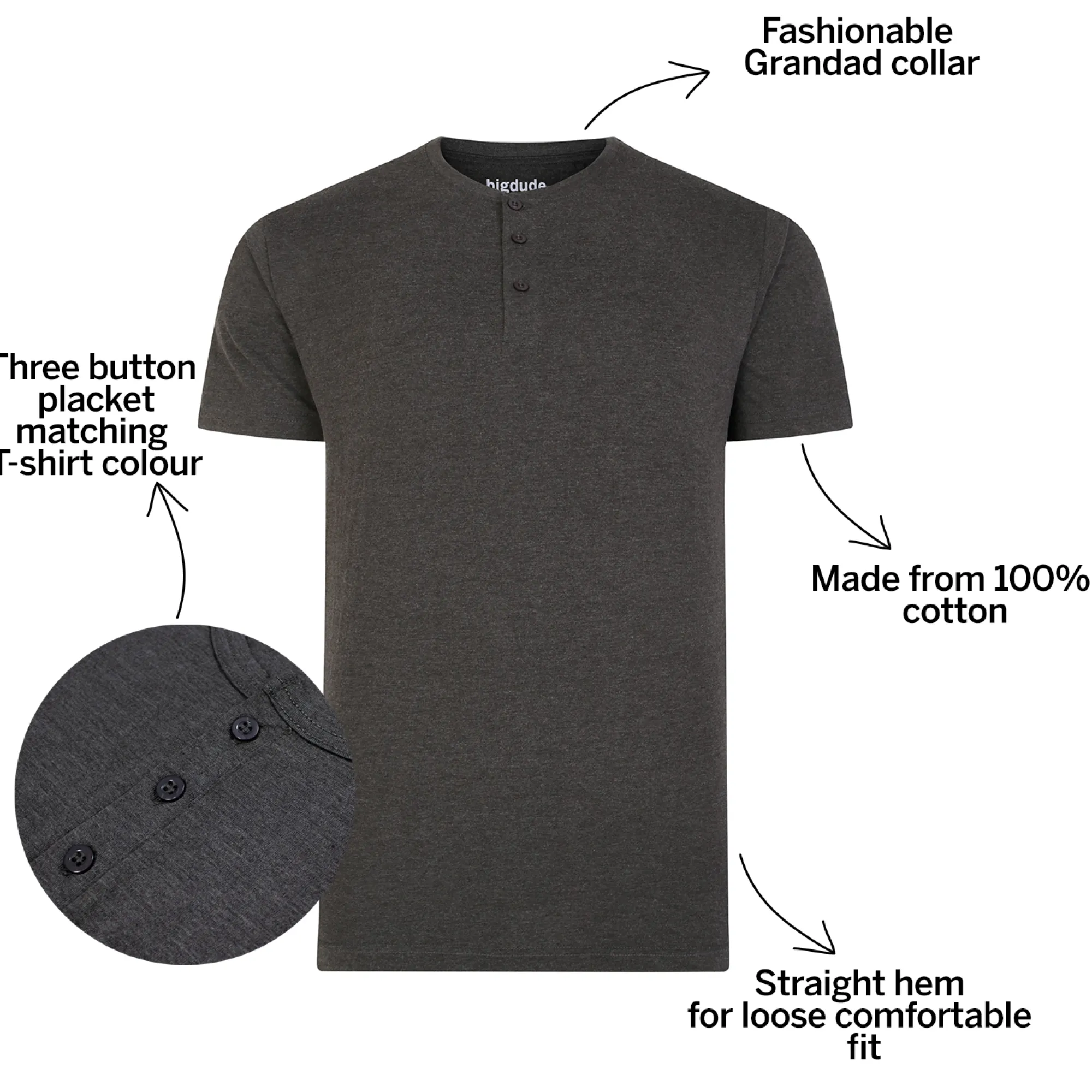 Best Bigdude Grandad T-Shirt Charcoal T-shirts