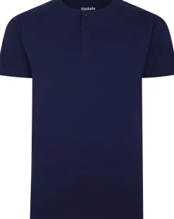 Fashion Bigdude Grandad T-Shirt Navy T-shirts