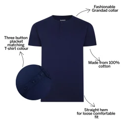 Fashion Bigdude Grandad T-Shirt Navy T-shirts