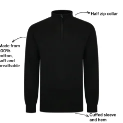 Clearance Bigdude Half Zip Knitted Jumper Black Sweatshirts & Cardigans
