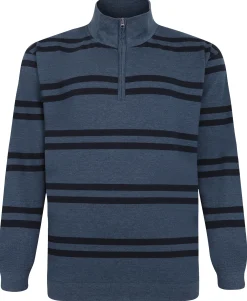 Hot Bigdude Half-Zip Striped Jumper Denim Sweatshirts & Cardigans