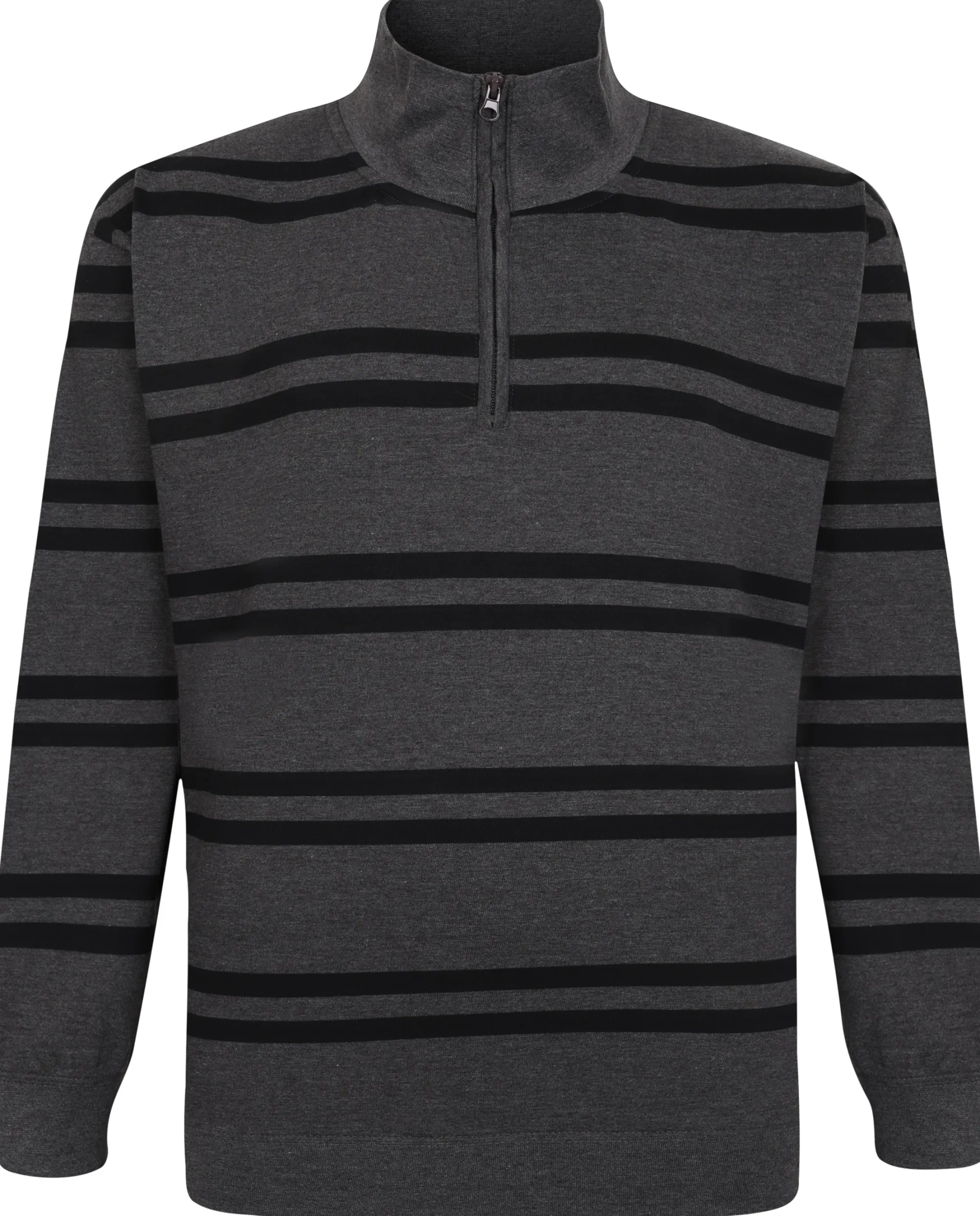 Fashion Bigdude Half-Zip Striped Jumper Charcoal Sweatshirts & Cardigans
