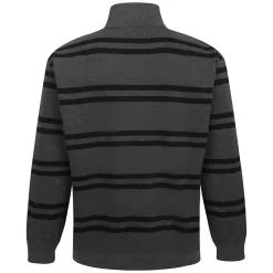 Fashion Bigdude Half-Zip Striped Jumper Charcoal Sweatshirts & Cardigans
